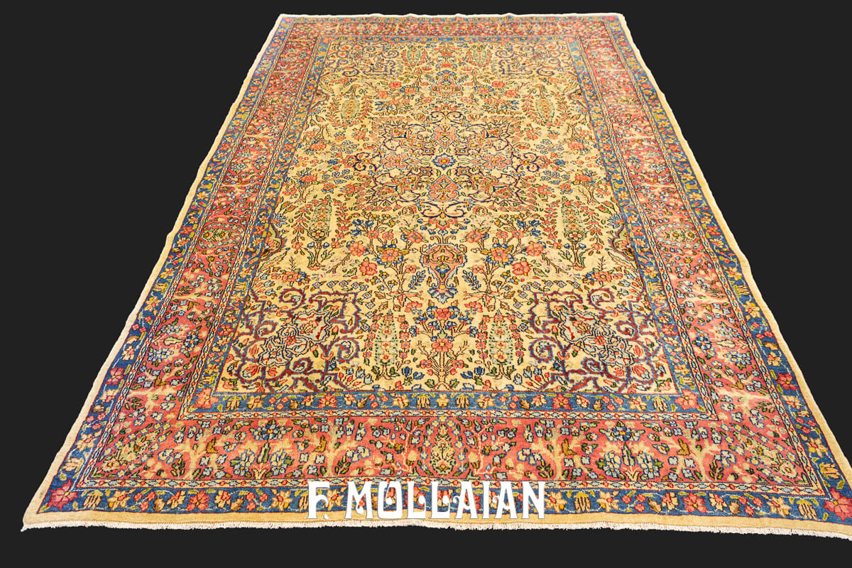 Antique Kerman Rug Beige Color n°:39650818